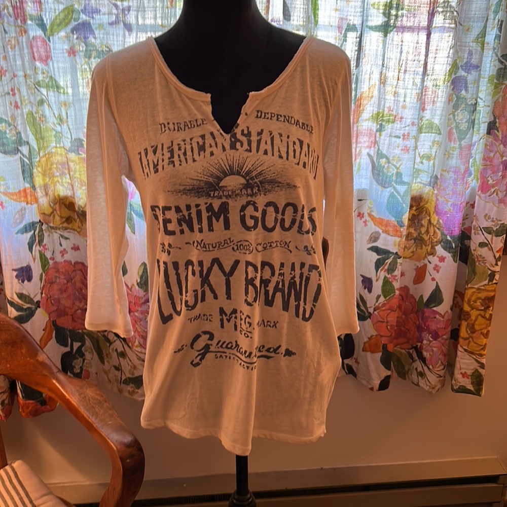 NWT Lucky Brand 3/4 Sleeve T-Shirt Size Large